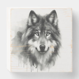 グレー威厳のあるウルフ水素晴らし色の野生生物 ウッドボックスサイン