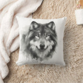 グレー威厳のあるウルフ水素晴らし色の野生生物 クッション (ブランケット)