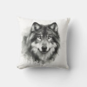 グレー威厳のあるウルフ水素晴らし色の野生生物 クッション (正面)