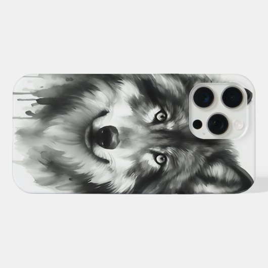 グレー威厳のあるウルフ水素晴らし色の野生生物 iPhoneケース (裏面横)