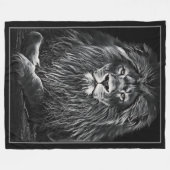 グレー威厳のあるライオン フリースブランケット (正面(横))