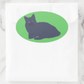 グレー子猫シール 楕円形シール (バッグ)