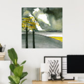 グレー島抽象芸術アートポスター/プリント24x24インチ ポスター (ホームオフィス)