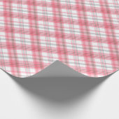 グレー市松模様にレッドピンクの素晴らしいパターン ラッピングペーパー (角)