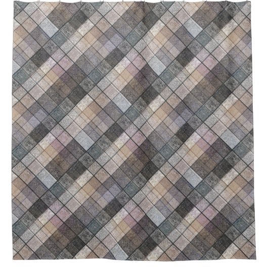 グレー市松模様に。 シャワーカーテン (正面)