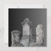 グレー幽霊イン墓場と墓石 招待状 (裏面)