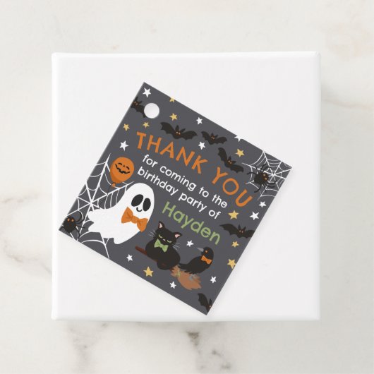 グレー幽霊ハロウィーン誕生日パーティーありがとう フェイバータグ (インサイチュ)