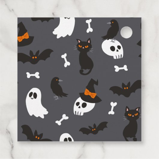 グレー幽霊ハロウィーン誕生日パーティーありがとう フェイバータグ (裏面)