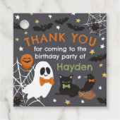 グレー幽霊ハロウィーン誕生日パーティーありがとう フェイバータグ (正面)