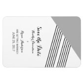 グレー幾何ストライプ日付磁石の保存 マグネット (横)