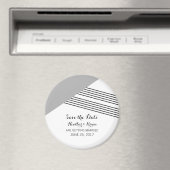 グレー幾何ストライプ日付磁石の保存 マグネット (インサイチュ (食洗機))