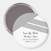 グレー幾何ストライプ日付磁石の保存 マグネット (正面/裏面)