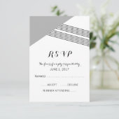 グレー幾何学ストライプ応答カード 出欠カード (スタンド正面)