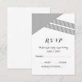 グレー幾何学ストライプ応答カード 出欠カード (正面/裏面)