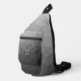 グレー幾何学メッシュモノグラム スリングバッグ