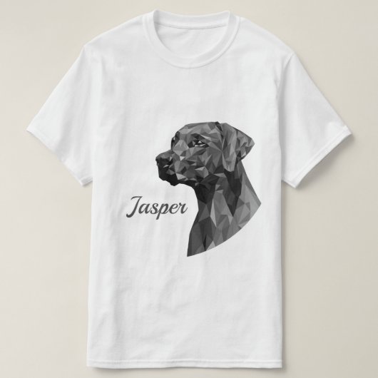グレー幾何学模様の犬 名前入り Tシャツ (デザイン正面)
