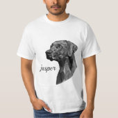 グレー幾何学模様の犬 名前入り Tシャツ (正面)