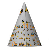 グレー建築ボーイ誕生日バイリンガルパーティー パーティーハット (裏面)