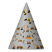 グレー建築ボーイ誕生日バイリンガルパーティー パーティーハット (左)