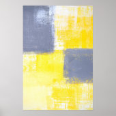 グレー恋しく思とイエローの抽象芸術アート ポスター (正面)