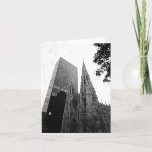グレー折り畳みグリーティングカードのニューヨーク大聖堂 カード (正面)