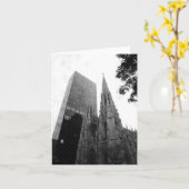 グレー折り畳みグリーティングカードのニューヨーク大聖堂 カード (黄色い花)