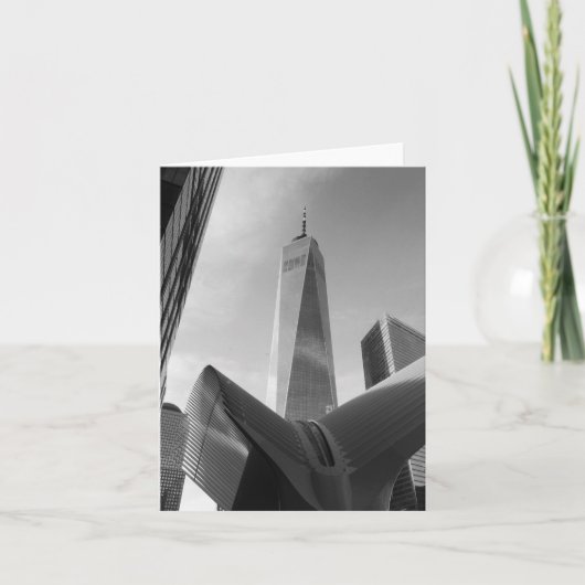 グレー折り畳みグリーティングカードの世界貿易センター カード (正面)