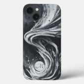グレー抽象芸術アートウォーター渦水カラーキャンバス Case-Mate iPhoneケース (裏面)
