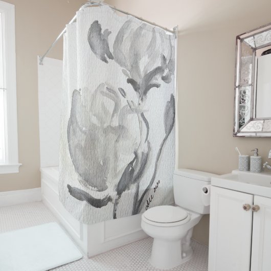 グレー抽象芸術シャワーカーテン シャワーカーテン (インサイチュ)