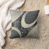 グレー抽象芸術スネークスキクロックピロー クッション (ブランケット)