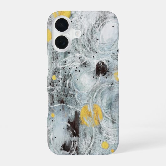 グレー抽象芸術テクスチャーデザイン iPhone 16ケース (裏面)