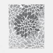 グレー抽象芸術フローラ フリースブランケット (正面)