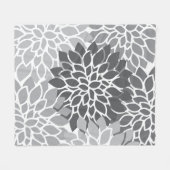 グレー抽象芸術フローラ フリースブランケット (正面(横))