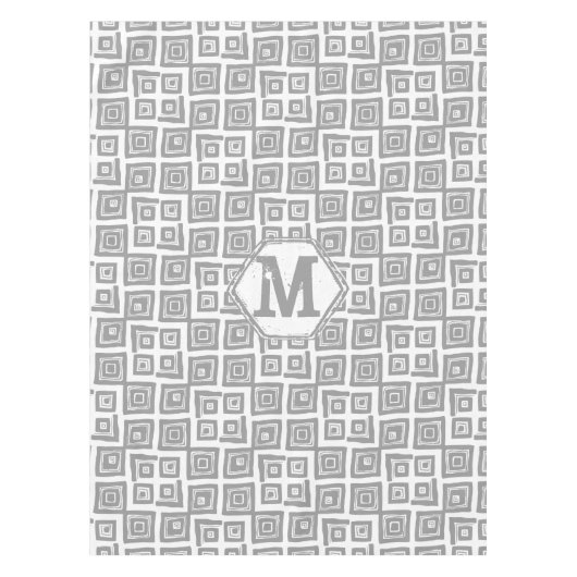 グレー抽象芸術正方形パターン テーブルクロス (正面)