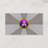 グレー抽象芸術、パープルジェムストーンモノグラムパール 名刺 (裏面)
