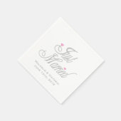 グレー文字たった今結婚しましたパーソナライズされた紙ナプキンス スタンダードカクテルナプキン (角)