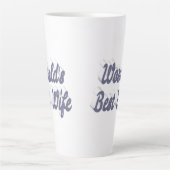 グレー文字の妻 カフェラテマグ (正面)