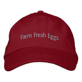 グレー文字のFarm Fresh Eggs 刺繍入りキャップ