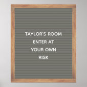 グレー文字ボードのサインカスタムメッセージポスター ポスター (正面)