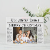 グレー新聞メリークリスマスおもしろいフォトカード 招待状 (スタンド正面)