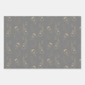 グレー日本のと金ゴールドのコイ ラッピングペーパーシート (正面3)