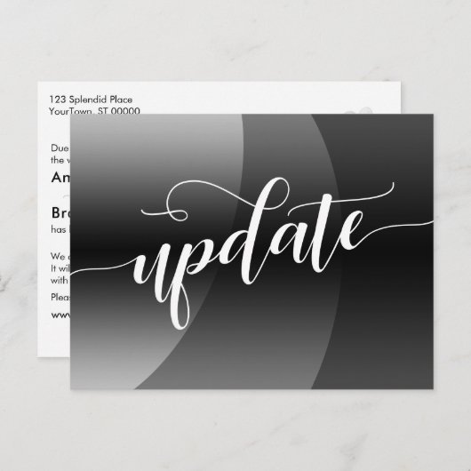 グレー曲線の結婚更新の通知 ポストカード (正面/裏面)