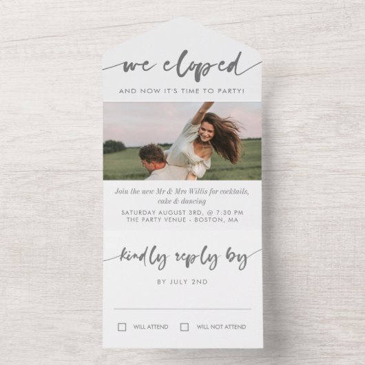 グレー書道写真エロペメントパーティー オールインワン招待状 (内側)