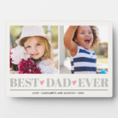 グレー最高のパパEVERコラージュ2フォトピンクハート フォトプラーク (正面)