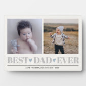 グレー最高のパパEVERコラージュ2フォトブルーハート フォトプラーク (正面)