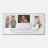 グレー最高のMOM EVERコラージュ3フォトピンクハート デスクマット (キーボード&マウス)