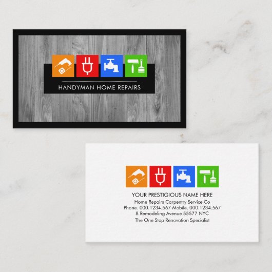 グレー木材の層の手書きツール 名刺 (正面/裏面)