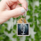グレー木材ウルフ荷物プル\ Keychain キーホルダー (手)