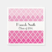 グレー格子ワーク、モロッコトレリス、卒業 スタンダードカクテルナプキン (正面)