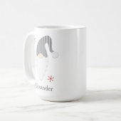 グレー格言&スノーフレークホリデーマグ コーヒーマグカップ (正面左)